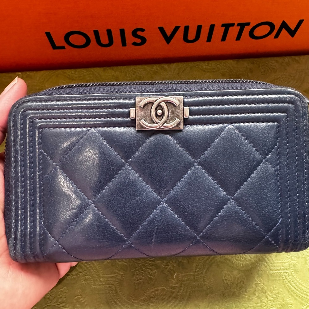 Authentic Navy Blue Chanel Wallet